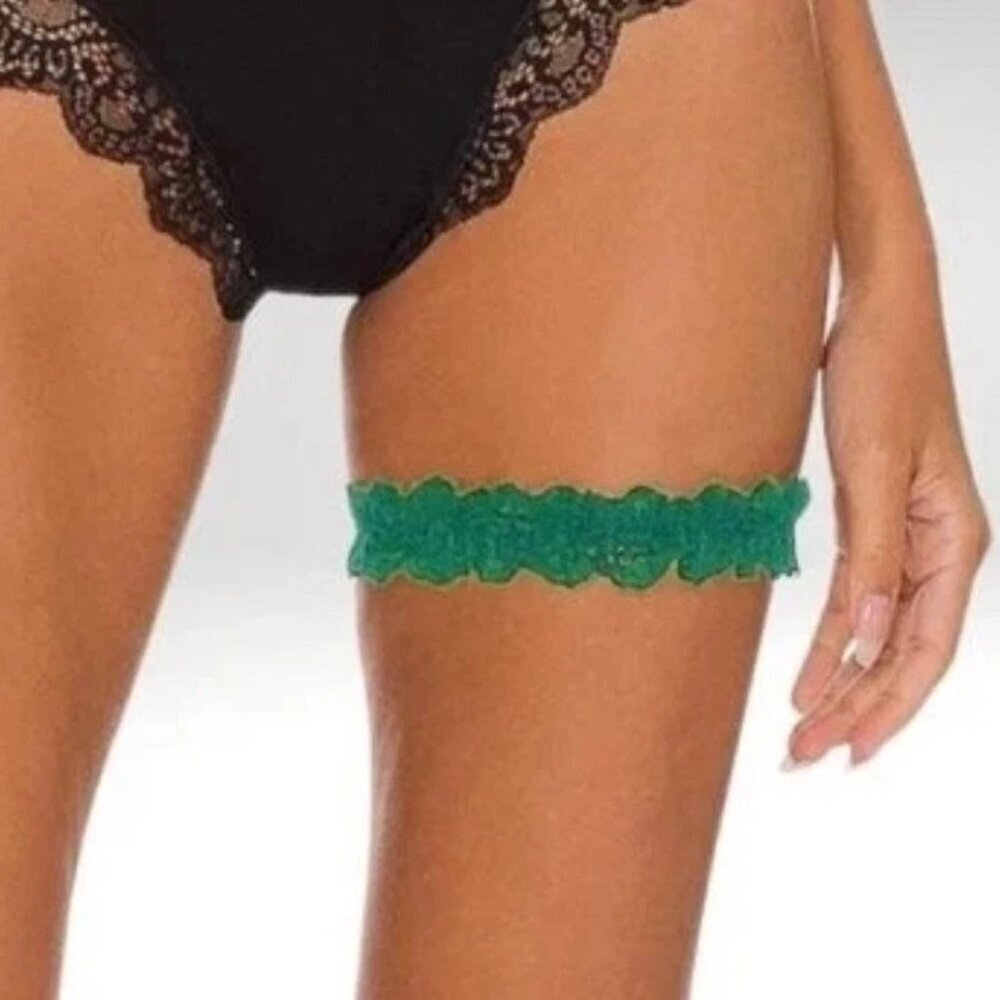 HAH x Free People One‎ & Done Emerald Green Lace Garter/ Scrunchie/ Headband, OS